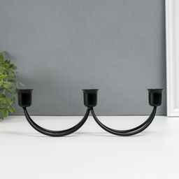 Металлический подсвечник на 3 свечи «Качели», чёрный, 8.5×26.5×5.5 см