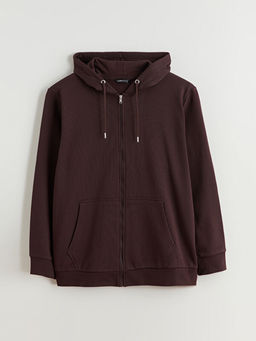 Kap??onlu Uzun Kollu Erkek Kal?n Fermuarl? Sweatshirt