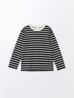 Bisiklet Yaka Uzun Kollu Erkek ?ocuk ?izgili Ti??rt