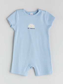 Bisiklet Yaka Bask?l? Erkek Bebek Penye Tulum