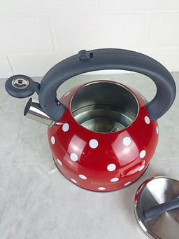 Чайник 2,5л нержавеющая сталь HR732-1 красный в белый горох OLS-001-5