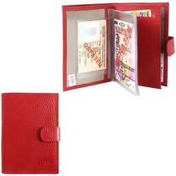 Обложка для авто+паспорт Premier-О-178 (5 внут карм, двойная стенка) натуральная кожа красный флотер (326) 193715
