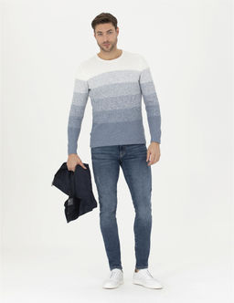Koyu Mavi Slim Fit Bisiklet Yaka Triko Kazak - Pierre cardin фото 4