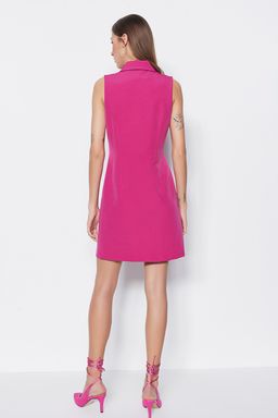 Fusya Dugme Detayl? Kolsuz Dokuma Mini Ceket Elbise TWOSS19AP0280