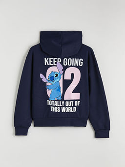 Stitch Bask?l? K?z ?ocuk Soft Touch Fermuarl? Sweatshirt