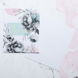 Цена за 5 шт. Открытка на акварельном картоне с тиснением Be Happy, 8,8 х 10,7 см