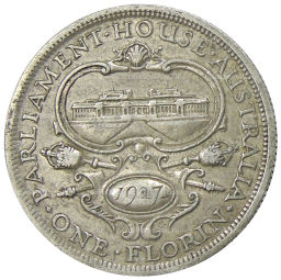 1 флорин 1927 года Австралия Открытие здания парламента в Канберре