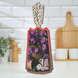 Доска разделочная "С 8 марта", дерево, лакированная, 17,5х37 см