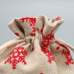 Цена за 5 шт. Мешочек подарочный холща «Новогодние ожидания», снежинки, холща, 10×12 см ± 1.5 см