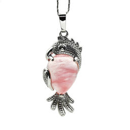 Подвеска в металле "Попугай" 15*35мм с халцедоном