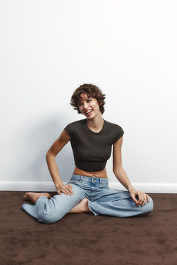 COTTON MODAL CROPPED T-SHIRT - Zara фото 16