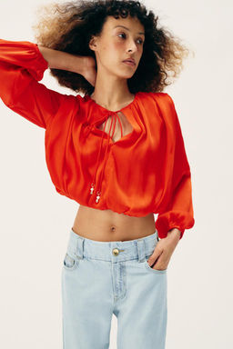 SATIN BALLOON BLOUSE - Zara фото 2