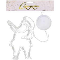 Фигура светодиодная "Дед Мороз" 11х18 см (батарейки 3 ААА), 1 реж., Теплый белый