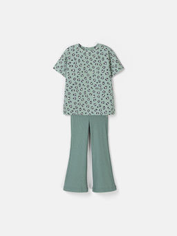 Костюм футболка оверсайз и брюки клеш Наивный леопард