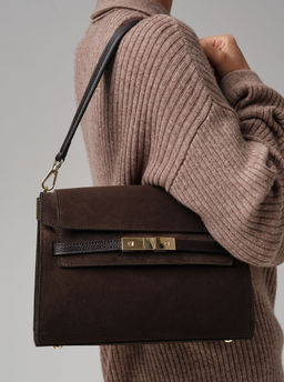 Замшевая сумка Rachel DBR 31361 черный каштан  фото 3