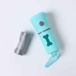 Контейнер с фонариком, пакеты для уборки за собаками (рулон 15 шт), голубой - Пушистое счастье фото 2