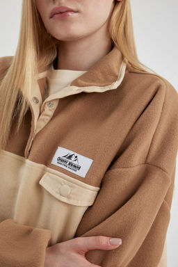 Флисовый свитшот свободного кроя Cool - Defacto фото 5