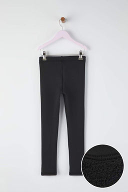 Siyah Pamuklu Kal?n/Ici Polarl? Orme K?z Cocuk Tayt TKDAW26TA00007 - Trendyolmilla фото 4