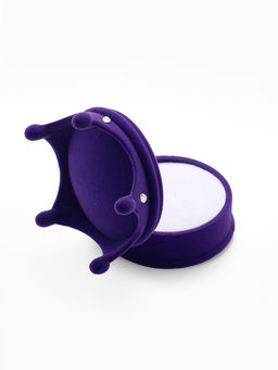 Футляр под серьги, кулон, кольцо Корона, бархатный, 5.5?5.5?4.5 см, фиолетовый