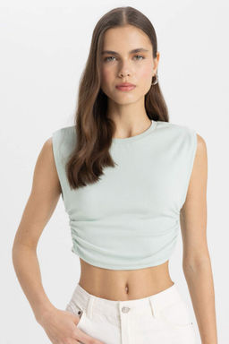 Slim Fit Dar Kesim Bisiklet Yaka Basic Duz Kolsuz Tisort - Defacto фото 2