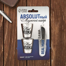 Подарочный набор мужской ABSOLUT, нож мультитул, стопки 2 шт.