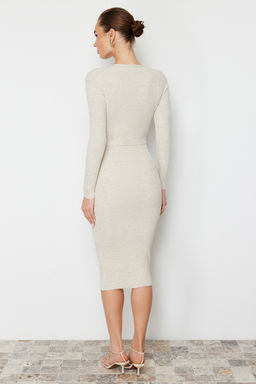 TRENDYOLMILLA Pembe Vucuda Oturan Midi Triko H?rka Elbise Tak?m TWOSS21EL0208 фото 33