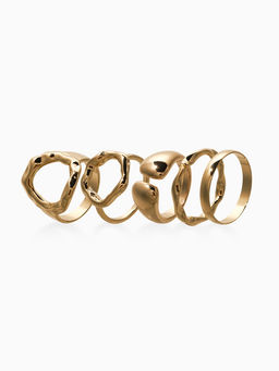 Набор колец 5 шт "Новый стиль" мятый, размер МИКС, цвет золото