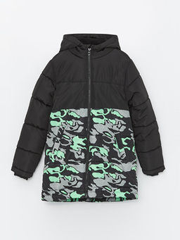 Kap??onlu Kamuflaj Desenli Erkek ?ocuk Mont
