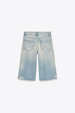 RIPPED TRF BAGGY DENIM BERMUDA JORTS - Zara фото 7