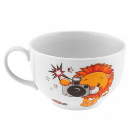 Чашка чайная фарфоровая "Львята" 210мл, д8,5см, h6см, форма "Янтарь" (Россия)