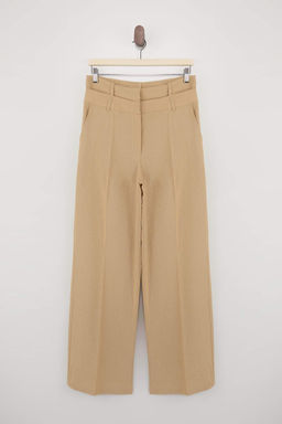 Bej Cift Kemer Detayl? Wide Leg/Genis Paca Pantolon TWOSS26PL00052