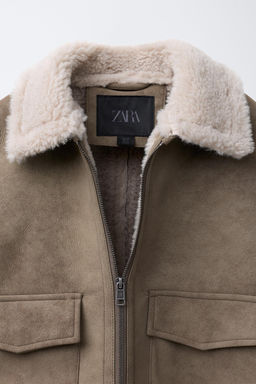 DOUBLE-FACED FAUX SHEARLING BOMBER JACKET - Zara фото 6