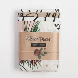 Набор кухонных полотенец Доляна Happiness, 35?60 см -4 шт., 100% хлопок, вафля 160 г/м?