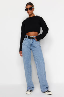 Ac?k Mavi Yuksek Bel Wide Leg Genis Paca %100 Pamuk Non-Stretch Jeans TWOAW24JE00074