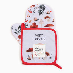 Набор кух. Доляна Грибы: варежка 20х28 см, прихватка 17х17 см, 35% хл, 65% пэ  фото 4