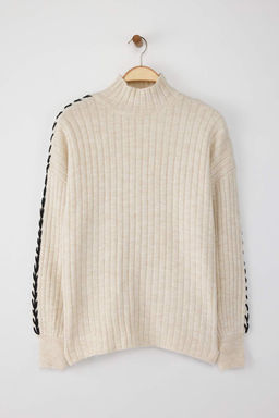 Tas Dik Yaka Nak?sl? Yumusak Dokulu Genis Kal?p Triko Kazak TWOAW25KZ00181 - Trendyolmilla фото 6