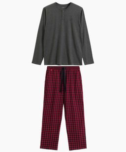 ATLANTIC NMP-394 Пижама мужская Check темно-серый меланж + красный  фото 2