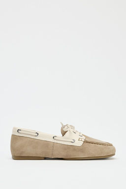 CONTRAST SUEDE LACE-UP LOAFERS - Zara фото 2