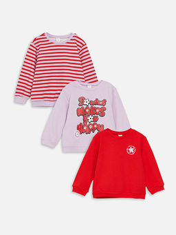 Bisiklet Yaka Bask?l? K?z Bebek Sweatshirt 3l?
