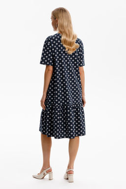 ЕВТ 5066/чернильный,мини цветы платье жен