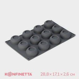 Форма для выпечки и муссовых десертов KONFINETTA Фолд, силикон, 28,8?17,1?2,6 см, 12 ячеек (4,2?2,5 см), цвет серый