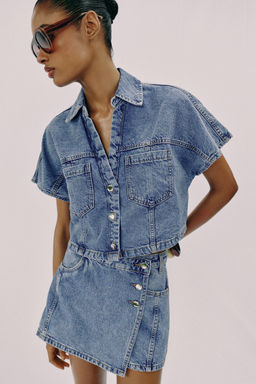FALDA PANTAL?N Z1975 DENIM CRUZADA / Azul medio - Zara фото 11