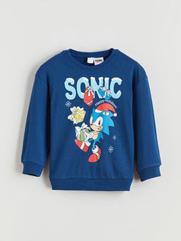 Sonic Bask?l? Erkek ?ocuk Sweatshirt