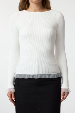 Pudra Tul Garnili Detayl? Fitted/Vucudu Saran Ince Triko Kazak TWOAW25KZ00124 - Trendyolmilla фото 9