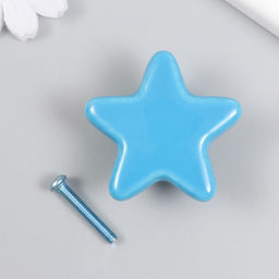 Ручка для шкатулки керамика, металл Звёздочка голубая 4,9х4,9х2,2 см