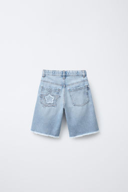 RELAXED BAGGY STAR PATCH DENIM BERMUDA SHORTS - Zara фото 2