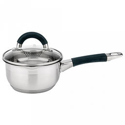 Ковш из нержавеющей стали "Луиза" 0,9л, д11,5см, h8см, стеклянная крышка, просиликоненные ручки, подарочная коробка, "Appetite" (Китай) Подходит для индукционных плит