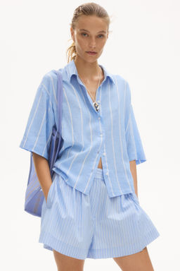 Camisa oversize en mezcla de lino - H&m фото 7