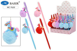 Ручка шар. "Лошадка пушистик" (MC-7620) синяя, цветной корпус со съемным брелком, в ассорт.