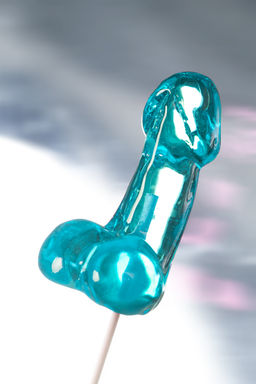 Леденец Sosuчki, Пенис Blue Curacao, средний, голубой, 80гр